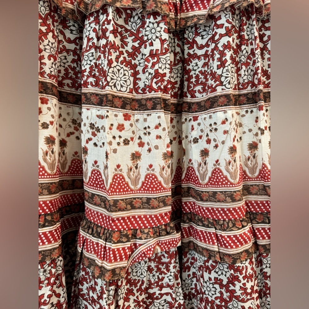 K1. Sea NY New York Ivette Skirt Red Tribal Pattern Maxi Flowy - Picture 7 of 8
